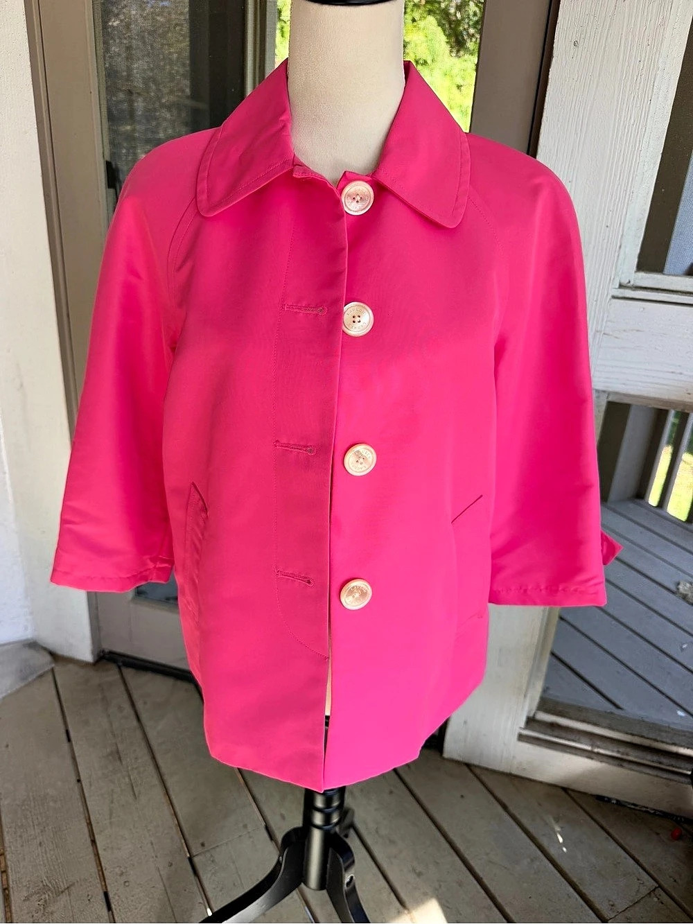 Lauren Ralph Lauren Hot Pink Lightweight Swing Style Jacket Size Petite Medium